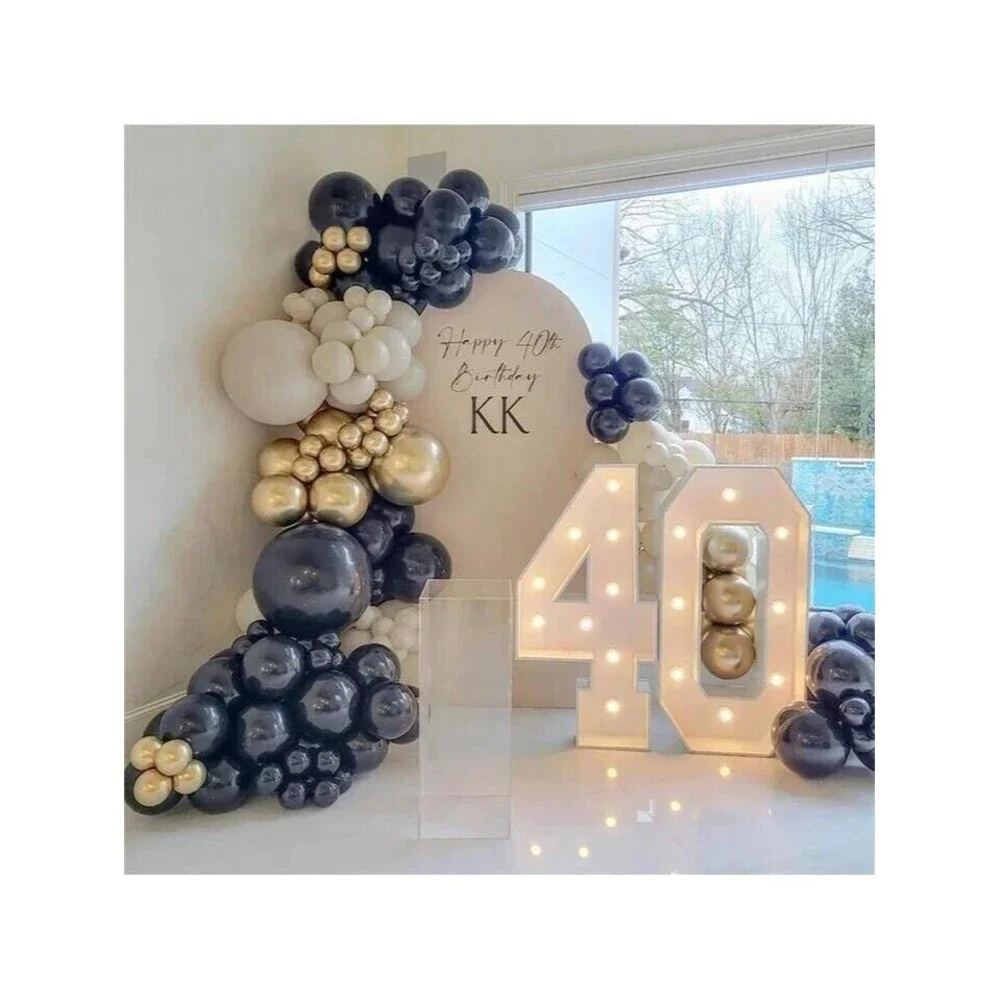 122 Piece Balloon Set Navy, Vintage Sand, Gold Arch Kit Decor Birthday Party NEW
